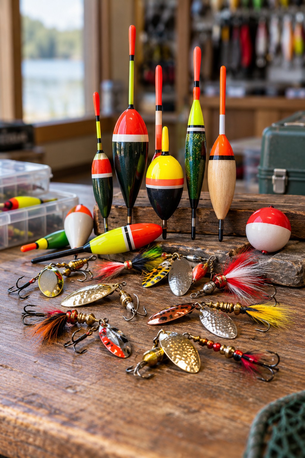Fishing floats and spinners